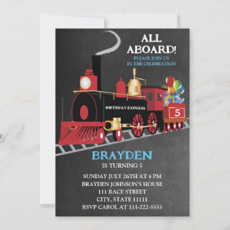 Invitation Train Children's Birthday Chalkboard