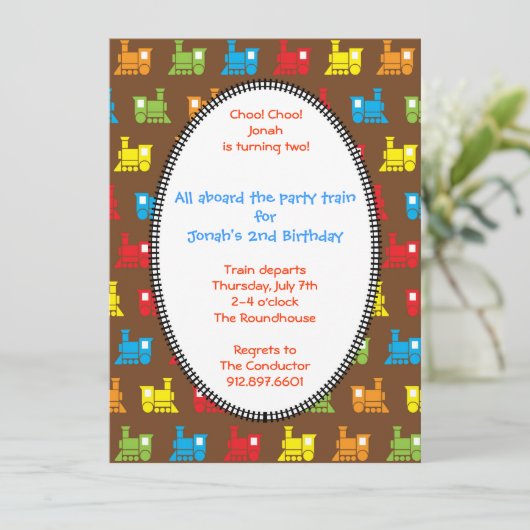 Invitation Train Choo Choo (Debout devant)