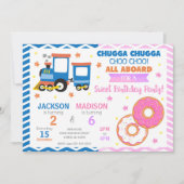Invitation Train Choo Choo & Donuts Joint Anniversaire (Devant)