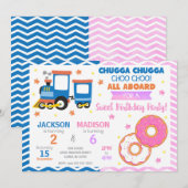Invitation Train Choo Choo & Donuts Joint Anniversaire (Devant / Derrière)