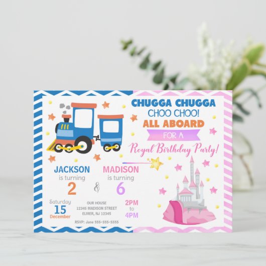 Invitation Train Choo Choo et Anniversaire Princesse Conjoint (Debout devant)