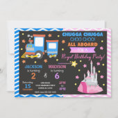 Invitation Train Choo Choo & Princess Anniversaire Commun (Devant)