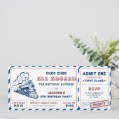 Invitation Train Choo Choo Tous à bord Anniversaire (Debout devant)