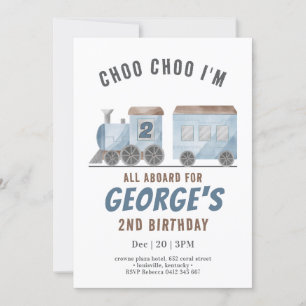 Invitation Train ChooChoo Véhicule Transport Anniversaire