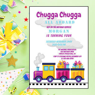 Invitation Train Chugga Choo Cartoon N'Importe Quel Âge