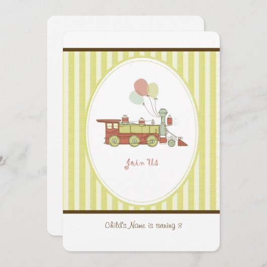 Invitation Train d'anniversaire (Devant / Derrière)