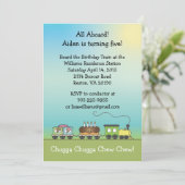 Invitation Train d'anniversaire de crème glacée de gâteau et (Debout devant)