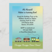 Invitation Train d'anniversaire de crème glacée de gâteau et (Devant / Derrière)