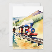 Invitation Train d'anniversaire mignon ours en peluche en tra (Dos)