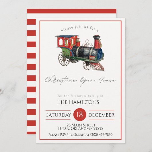 Invitation Train d'antiquités de Noël (Devant / Derrière)