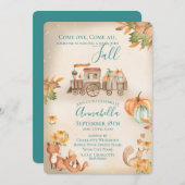 Invitation Train d'automne de l'Aquarelle Cute (Devant / Derrière)