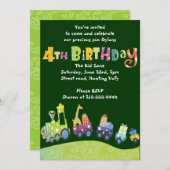 Invitation Train de fête 4e anniversaire Happy forth Invitati (Devant / Derrière)