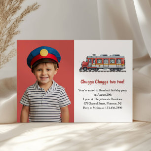 Invitation Train de Garçon Mignon Photo Enfants Fête d'annive