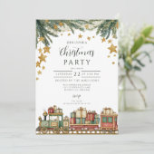 Invitation Train de jouets de Noël sous l'arbre (Debout devant)