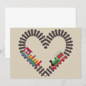 Invitation Train de la Saint-Valentin Chemin de fer Cœur  (Devant / Derrière)