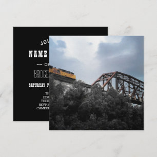 Invitation train de locomotives traversant le pont thebes