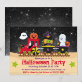 Invitation Train de monstres mignons d'Halloween (Devant / Derrière)