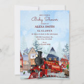 Invitation train de Noël bébé shower d'hiver (Devant)
