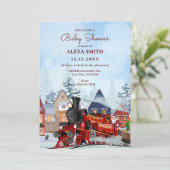 Invitation train de Noël bébé shower d'hiver (Debout devant)