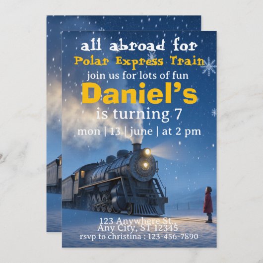 Invitation train de Noël polar express (Devant / Derrière)