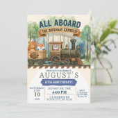 Invitation Train des Bois Aquarelle Anniversaire Express (Debout devant)