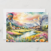 Invitation Train d'été Watercolor Voyage Retraite (Dos)