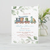 Invitation Train Dinosaures Conduite Par Baby shower (Debout devant)