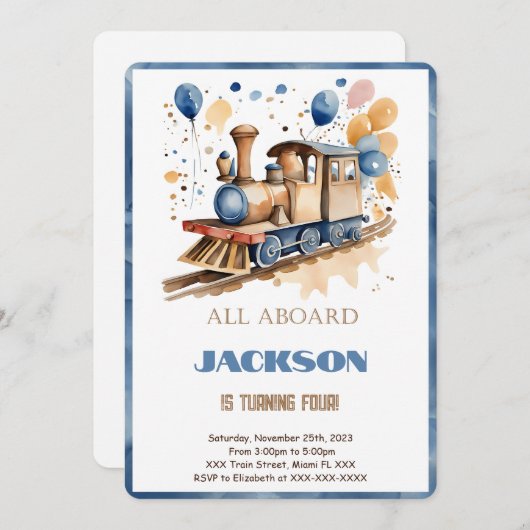 Invitation Train du 4e anniversaire (Devant / Derrière)