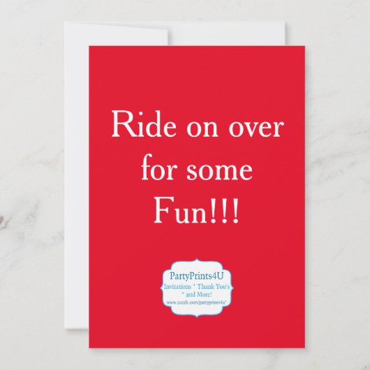 Invitation Train Engine, Blue Stripes Red Polka Point Anniver (Dos)