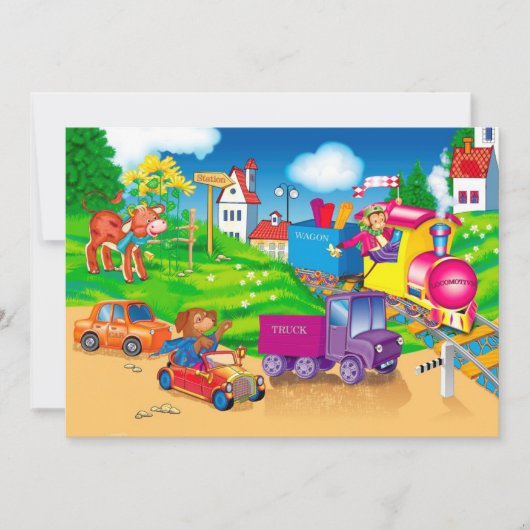 Invitation train et voiture (Devant)