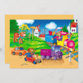 Invitation train et voiture (Devant / Derrière)