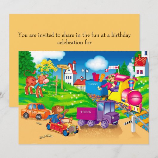 Invitation train et voiture (Devant / Derrière)