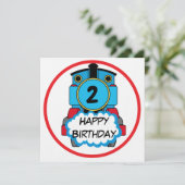 Invitation Train Happy Birthday round Sticker (Debout devant)