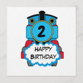 Invitation Train Happy Birthday round Sticker (Devant)