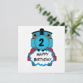 Invitation Train Happy Birthday round Sticker (Debout devant)