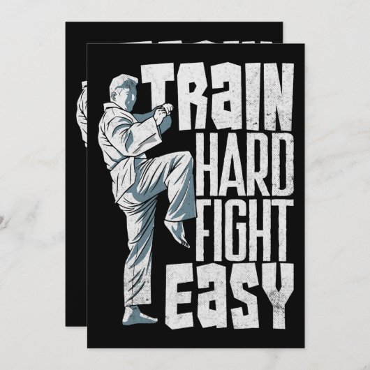 Invitation Train Hard Fight Easy Aikido Karate Jiu Jitsu (Devant / Derrière)