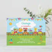 Invitation Train Jungle Animaux 1er anniversaire Safari Wild  (Debout devant)