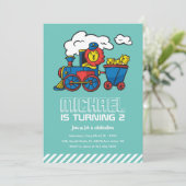 Invitation Train Lion Cute Enfants Garçons Anniversaire (Debout devant)