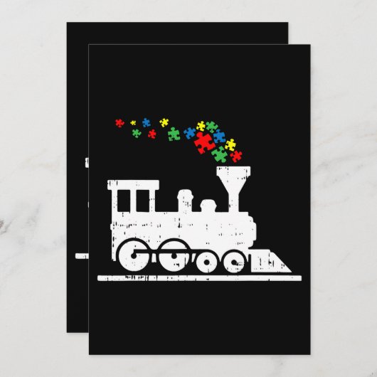 Invitation Train Puzzle Piece Sensibilisation sur l'autisme C (Devant / Derrière)
