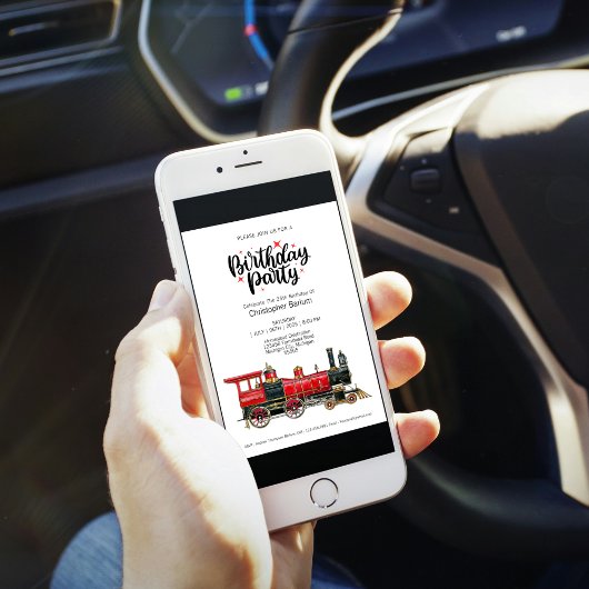 Invitation Train Theme S'Il Vous Plaît Rejoignez-Nous Anniver