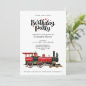 Invitation Train Theme S'Il Vous Plaît Rejoignez-Nous Anniver (Debout devant)