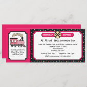 Invitation Train Ticket Birthday Party - Hot Pink et Back (Devant / Derrière)