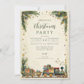 Invitation Train Vintage de Noël et cadeaux (Devant)