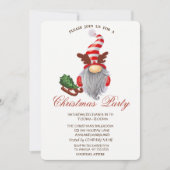 Invitation Traîneau de gnome Sapin rouge Fête de Noël (Devant)