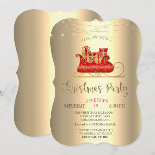 Invitation Traîneau de Noël,Groupe de lumières dorées