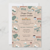 Invitation Trains colorés mignons sur les voies ferroviaires  (Devant)