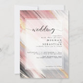 Invitation Trait de pinceau abstrait Blush Or Charbon (Devant)