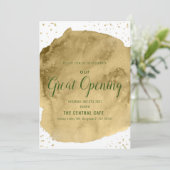 Invitation Trait de pinceau d'aquarelle doré sur ouverture bl (Debout devant)