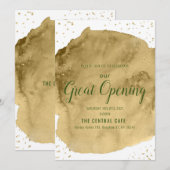 Invitation Trait de pinceau d'aquarelle doré sur ouverture bl (Devant / Derrière)