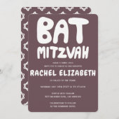Invitation Traitement super Bat mitzvah personnalisé violet (Devant / Derrière)